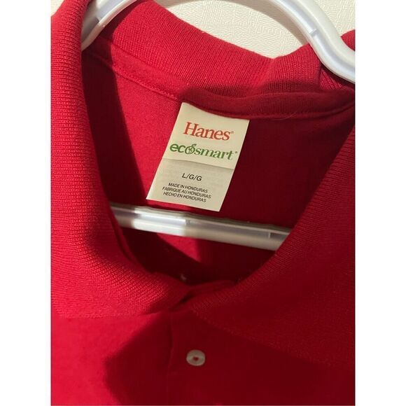 Hanes Eco Smart Men’s Large Red Short Sleeve Polo Shirt NWOT - Picture 2 of 4